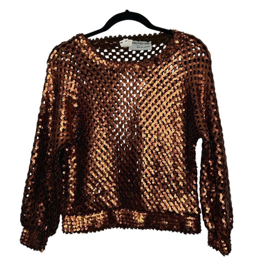 Harry Acton Party Collectibles Vintage Copper Fully Sequined Evening Top Sz M
